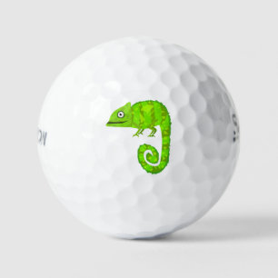 Green cute chameleon golf balls