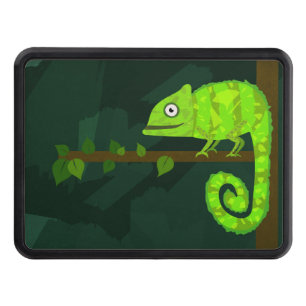 Green cute chameleon hitch cover
