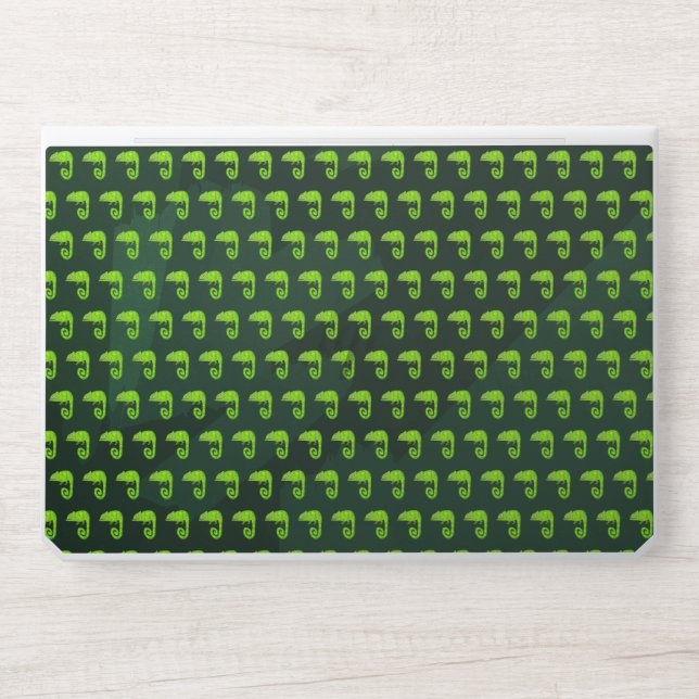 Green cute chameleon HP laptop skin (Front)