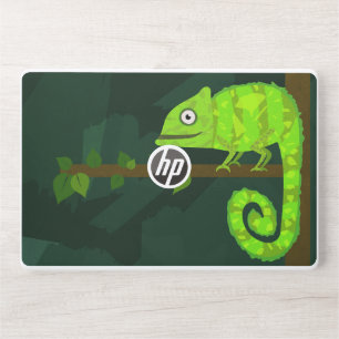 Green cute chameleon HP laptop skin