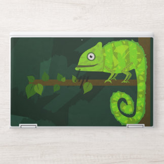 Green cute chameleon HP laptop skin