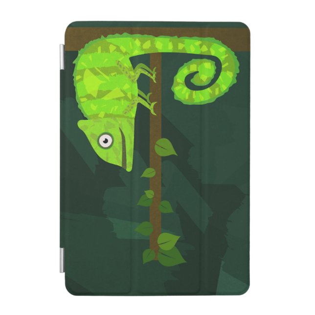Green cute chameleon iPad mini cover (Front)