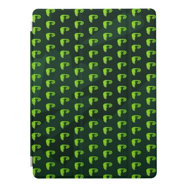 Green cute chameleon iPad pro cover (Front)