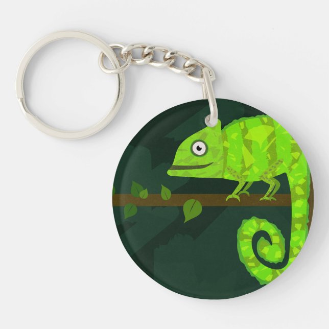 Green cute chameleon keychain (Front)
