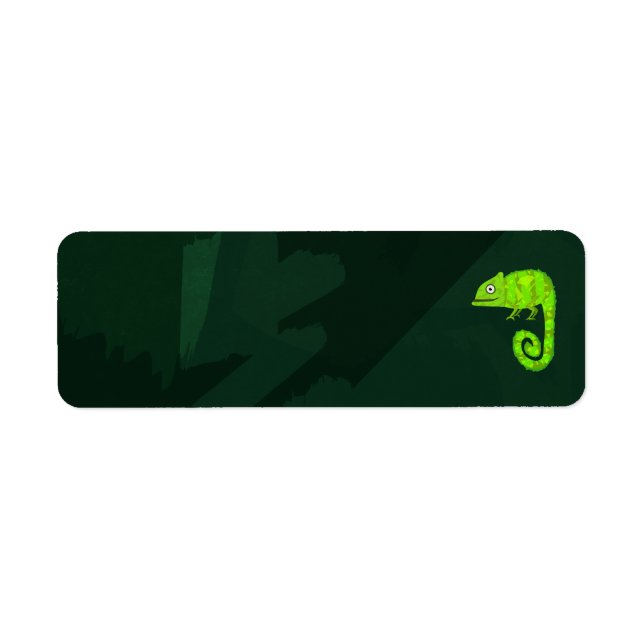 Green cute chameleon label (Front)