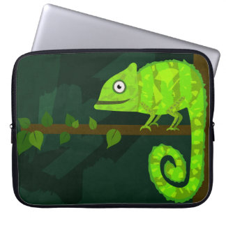 Green cute chameleon laptop sleeve