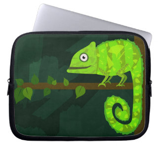 Green cute chameleon laptop sleeve