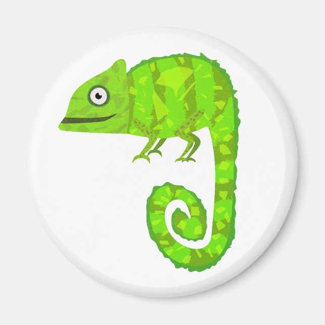 Green cute chameleon magnet (Front)
