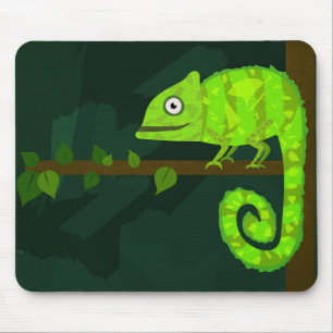 Green cute chameleon mouse pad