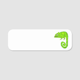 Green cute chameleon name tag
