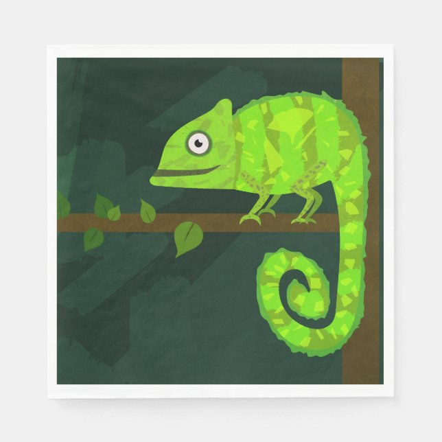 Green cute chameleon napkins (Front)