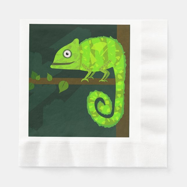 Green cute chameleon napkins (Front)