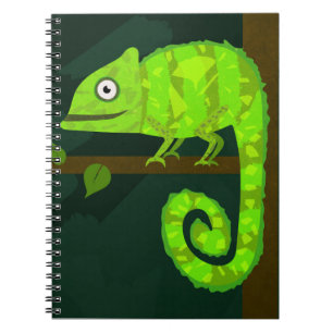 Green cute chameleon notebook