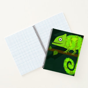 Green cute chameleon notebook