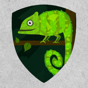 Green cute chameleon patch