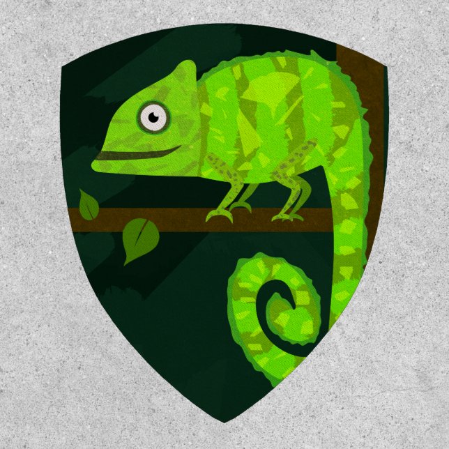Green cute chameleon patch (Front)