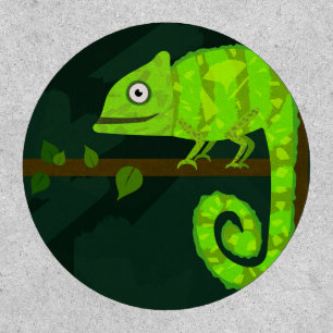 Green cute chameleon patch