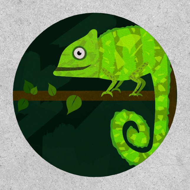 Green cute chameleon patch (Front)
