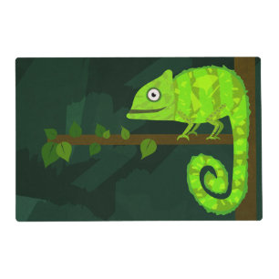 Green cute chameleon placemat