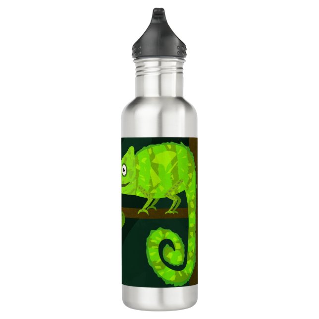 Green cute chameleon stainless steel water bottle (Right)