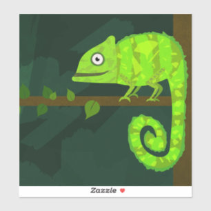 Green cute chameleon sticker