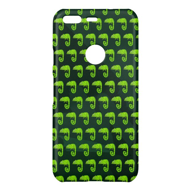 Green cute chameleon uncommon google pixel case (Back)