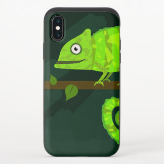 Green cute chameleon iPhone x slider case