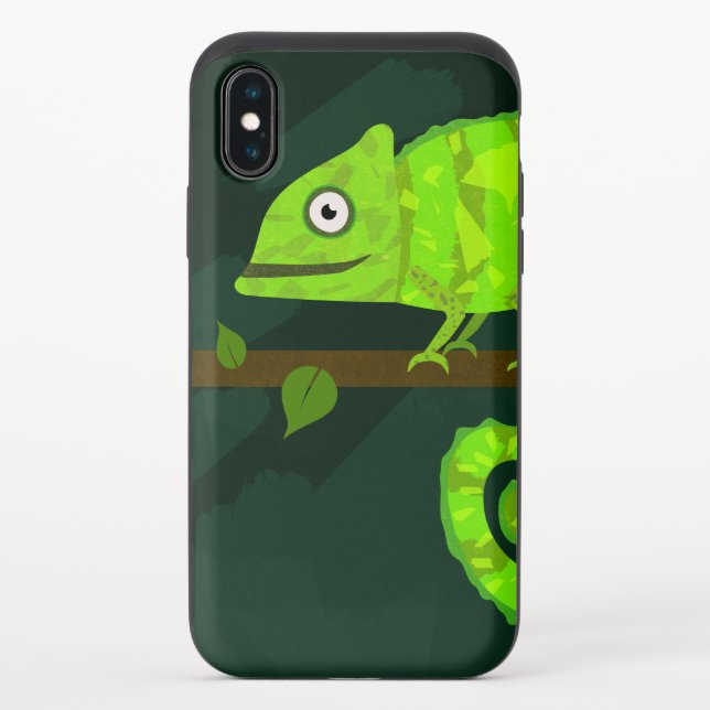 Green cute chameleon uncommon iPhone case (Back)