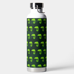 Green cute chameleon water bottle