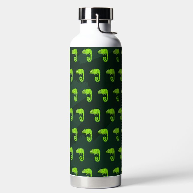 Green cute chameleon water bottle (Left)