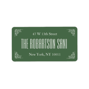 Green Cute Couple Monogram Heart Return Address Label