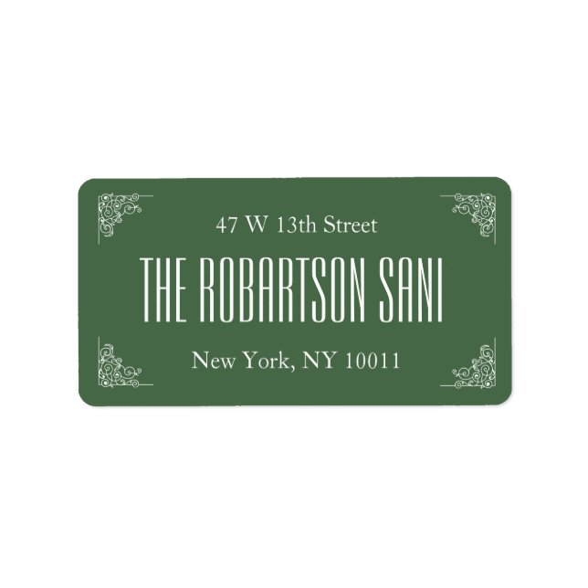 Green Cute Couple Monogram Heart Return Address Label (Front)