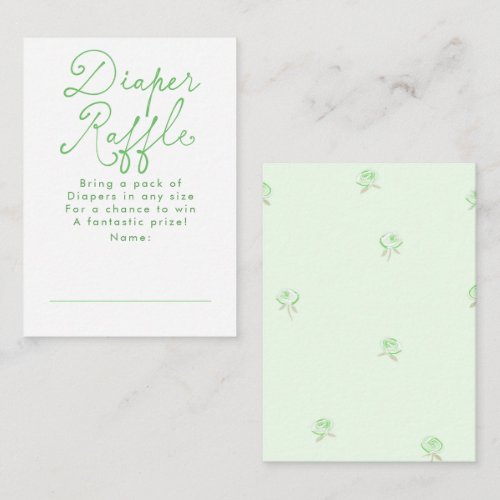 Green Cute Diaper Raffle Baby Shower Tickets Enclosure Card