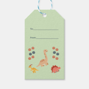 Green Cute Dinosaur Birthday Gift Tags
