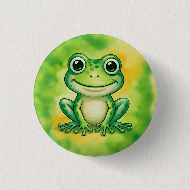 Green cute frog button (Front)