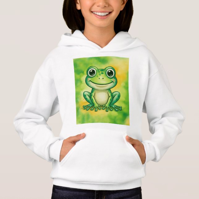 Green cute frog hoodie (Front)