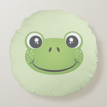 Green Cute Frog | Round Pillow by nyxxie at Zazzle