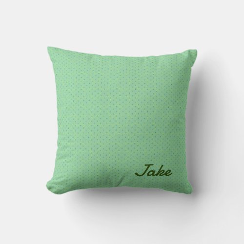 Green cute hearts and alphabet pattern throw pillow