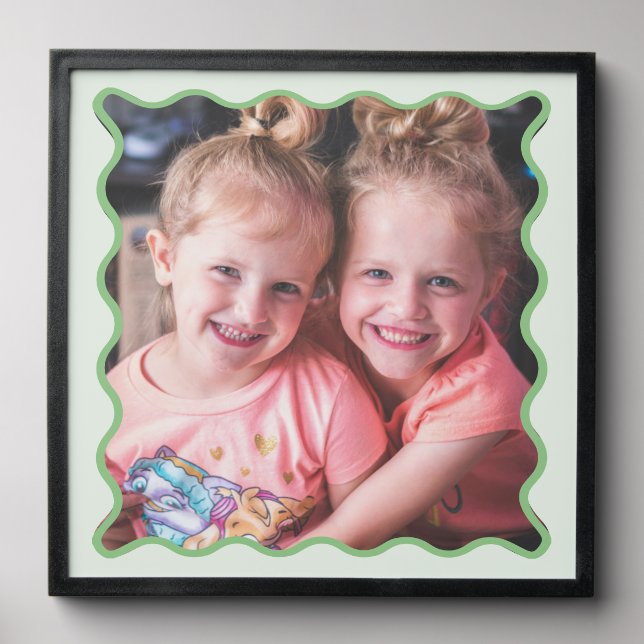 Green Cute Modern Retro Wavy Border  Peel And Stick Photo Tile (Front Set)