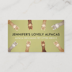 Green Cute Small Size Alpaca Business Card