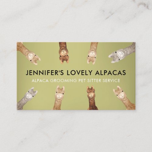 Green Cute Small Size Alpaca Business Card