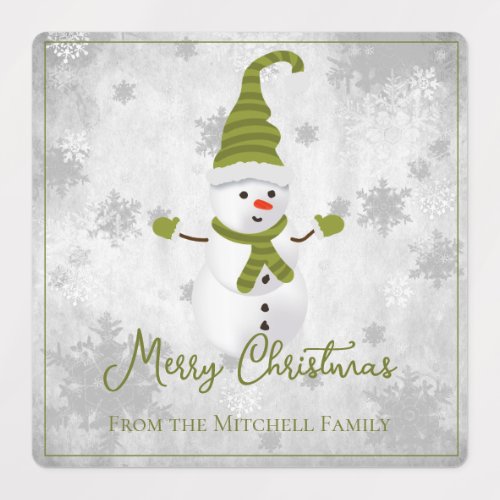 Green Cute Snowman Holiday Baking Labels