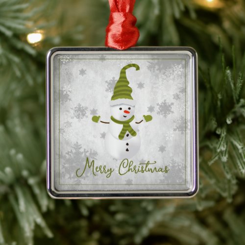 Green Cute Snowman Holiday Ornament