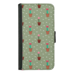 green cute succulent pattern samsung galaxy s5 wallet case