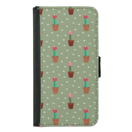 green cute succulent pattern samsung galaxy s5 wallet case