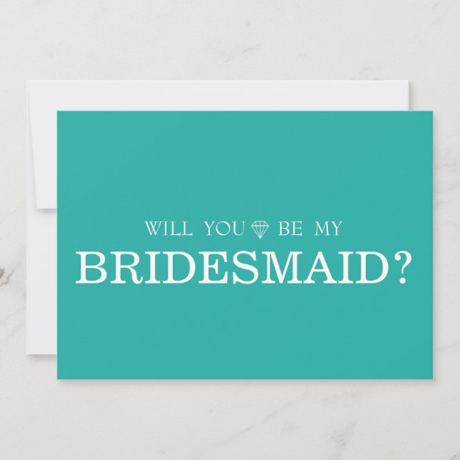 Green Cute Will You Be My Bridesmaid Invitation (Front)