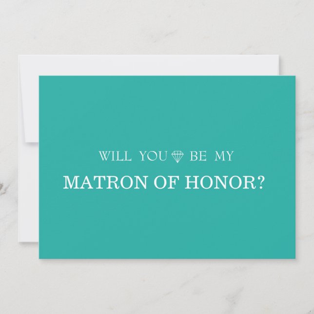 Green Cute Will You Be My Matron Of Honor Invitation (Front)