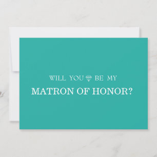 Green Cute Will You Be My Matron Of Honor Invitation