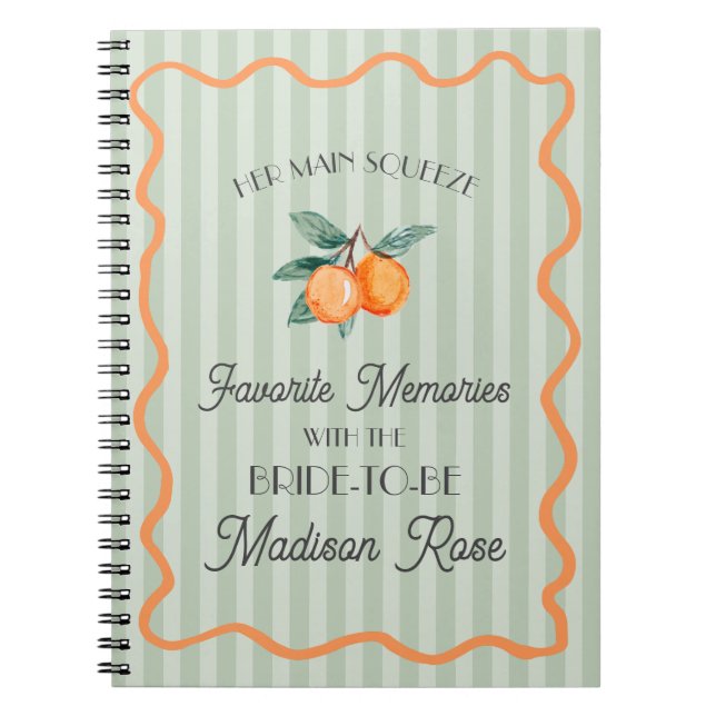 Green Cutie Main Squeeze Favorite Memories Bride Notebook (Front)