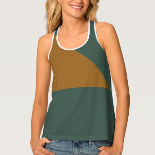 Green_Cyan and Golden Brown Triangle Tank Top